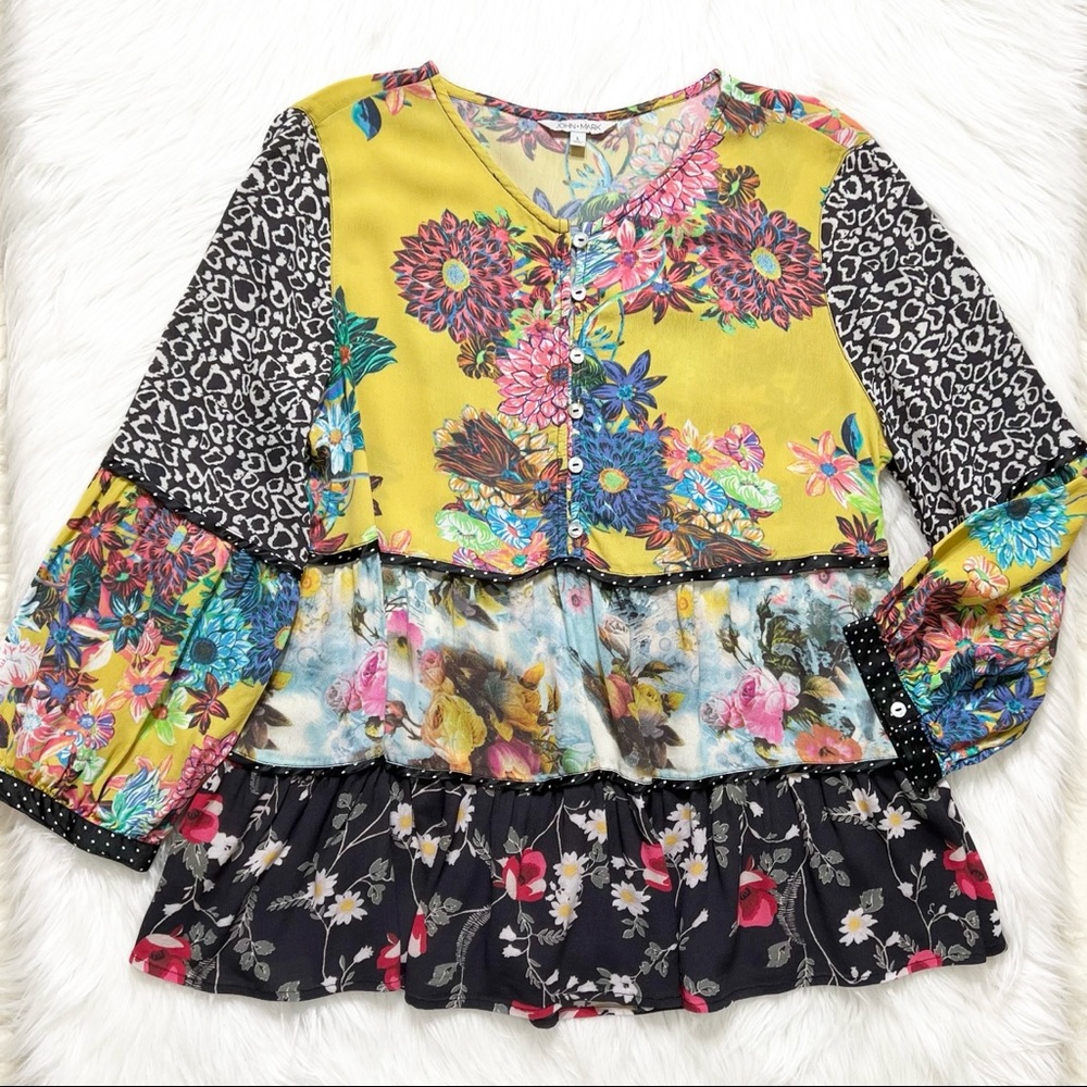 Floral Patchwork Blouse - Multicolor - image 7